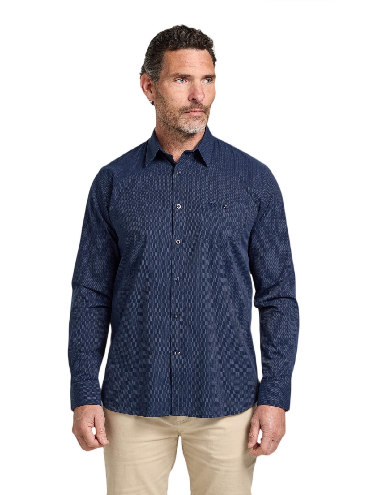Raging Bull Men's Long Sleeve Dash Dobby Cotton Shirt