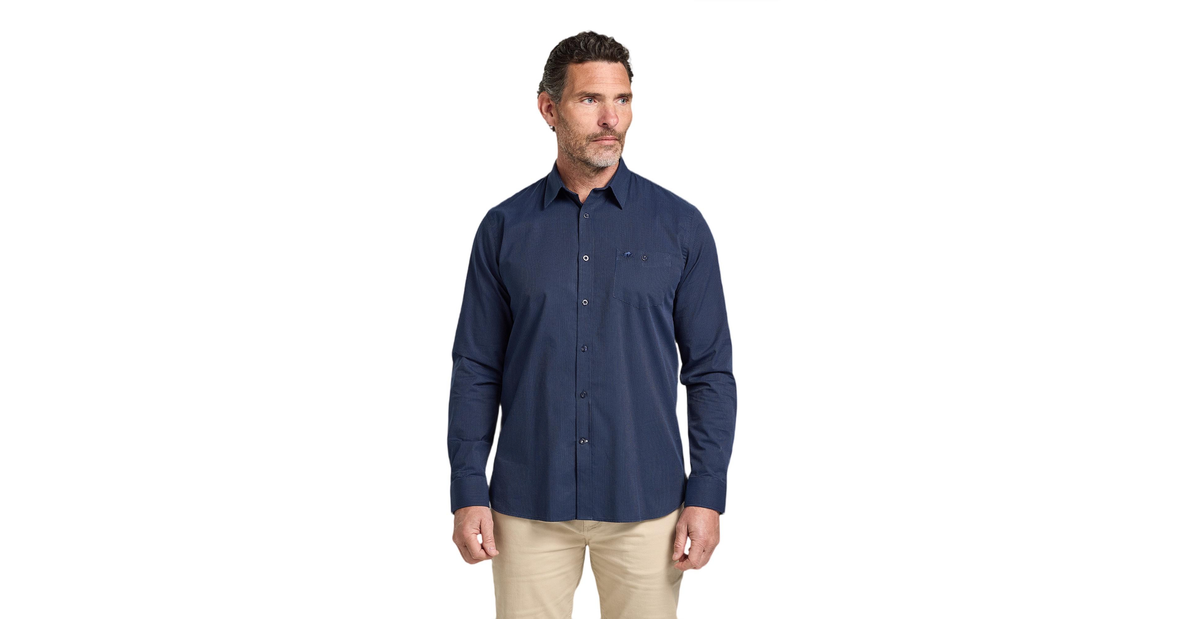 Raging Bull Men's Long Sleeve Dash Dobby Cotton Shirt