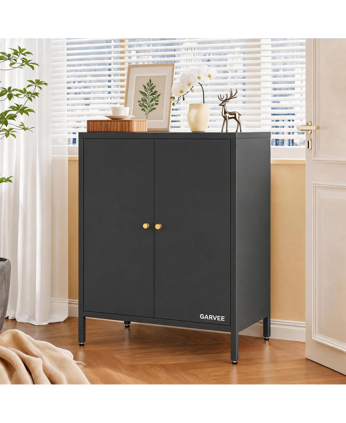 Gaomon 2-Door Carbon Steel Adjustable Shelf Freestanding Storage Cabinet