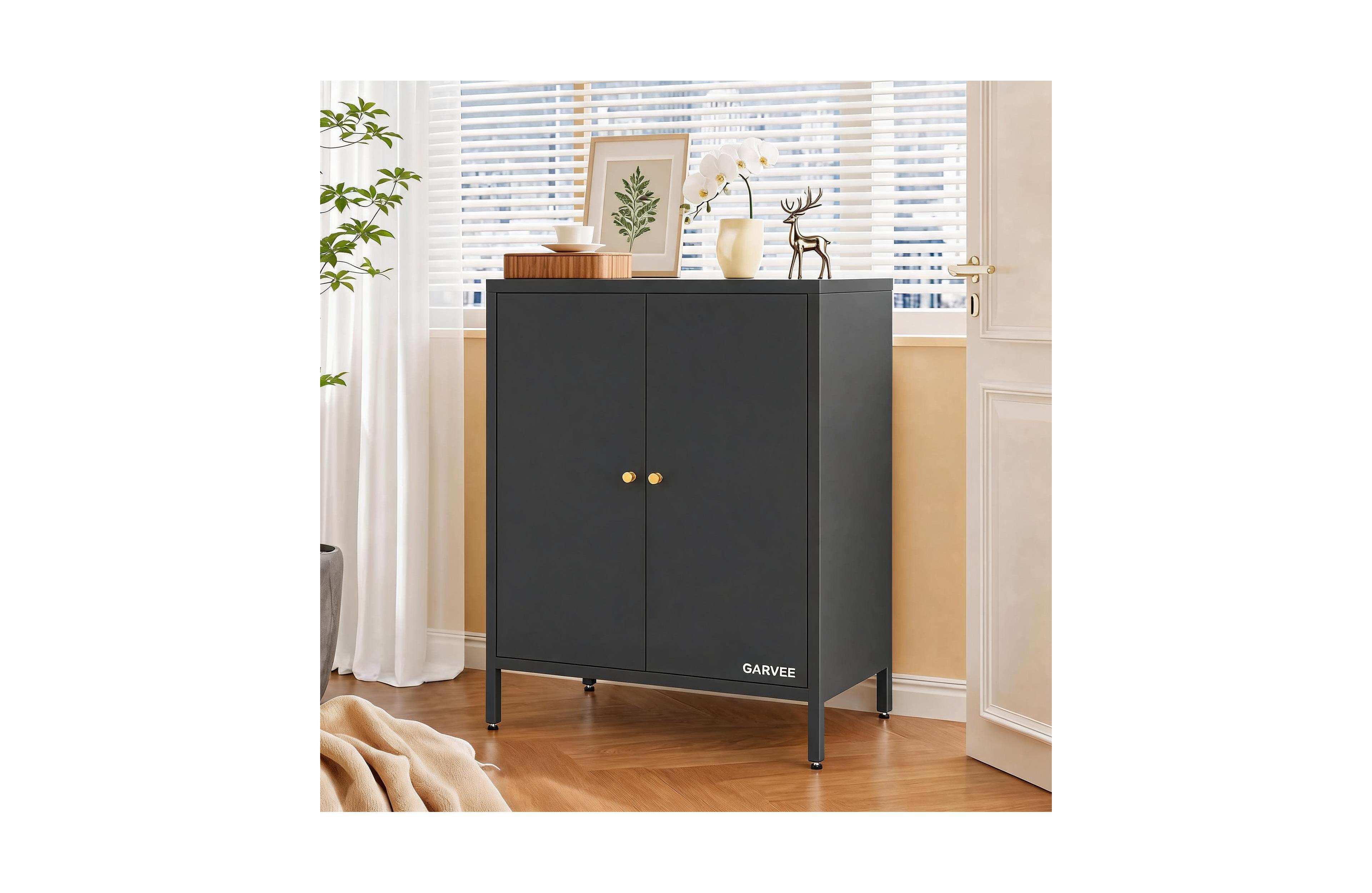Gaomon 2-Door Carbon Steel Adjustable Shelf Freestanding Storage Cabinet