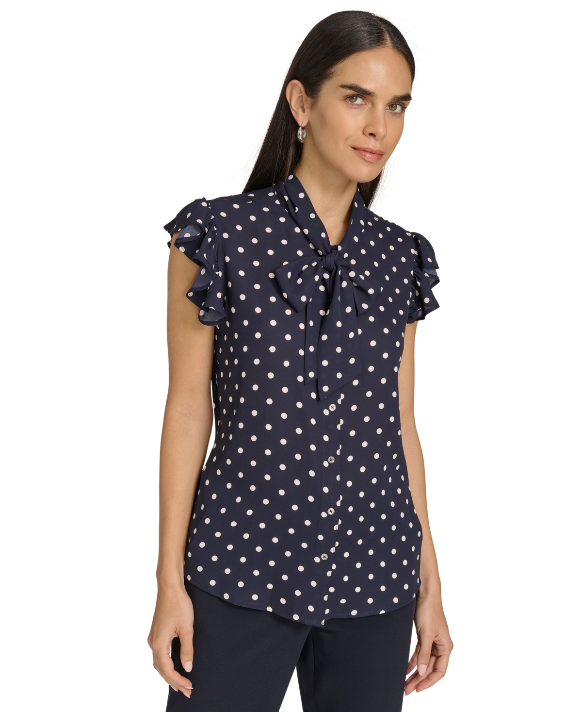 Tommy Hilfiger Women's Ruffle-Sleeve Bow Blouse