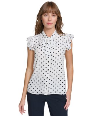 Women's Ruffle-Sleeve Bow Blouse