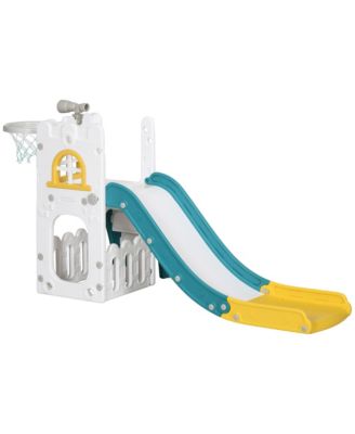Kids Activity Slide with Basketball Hoop and Enclosed Staircase, Ages 1-3