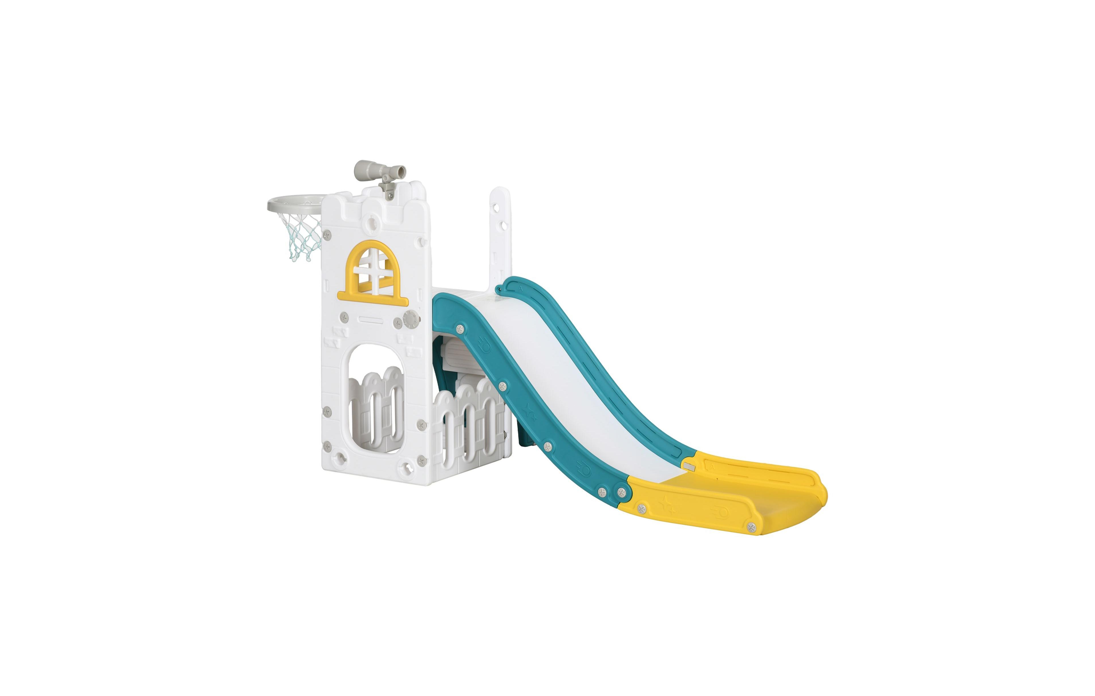 Sevorley Kids Activity Slide with Basketball Hoop and Enclosed Staircase, Ages 1-3