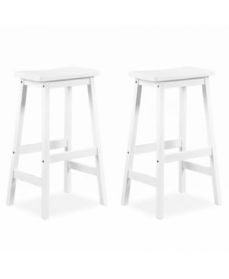 29" Set of 2 Counter Height Saddle Seat Bar Stools with Built-In Footrest