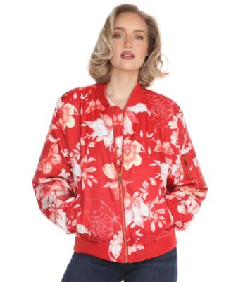 Women's Floral Lined Bomber Jacket