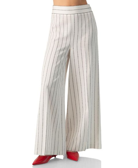 Женские брюки Ivonne Pinstripe High-Waist Wide-Leg, цвет: Белый