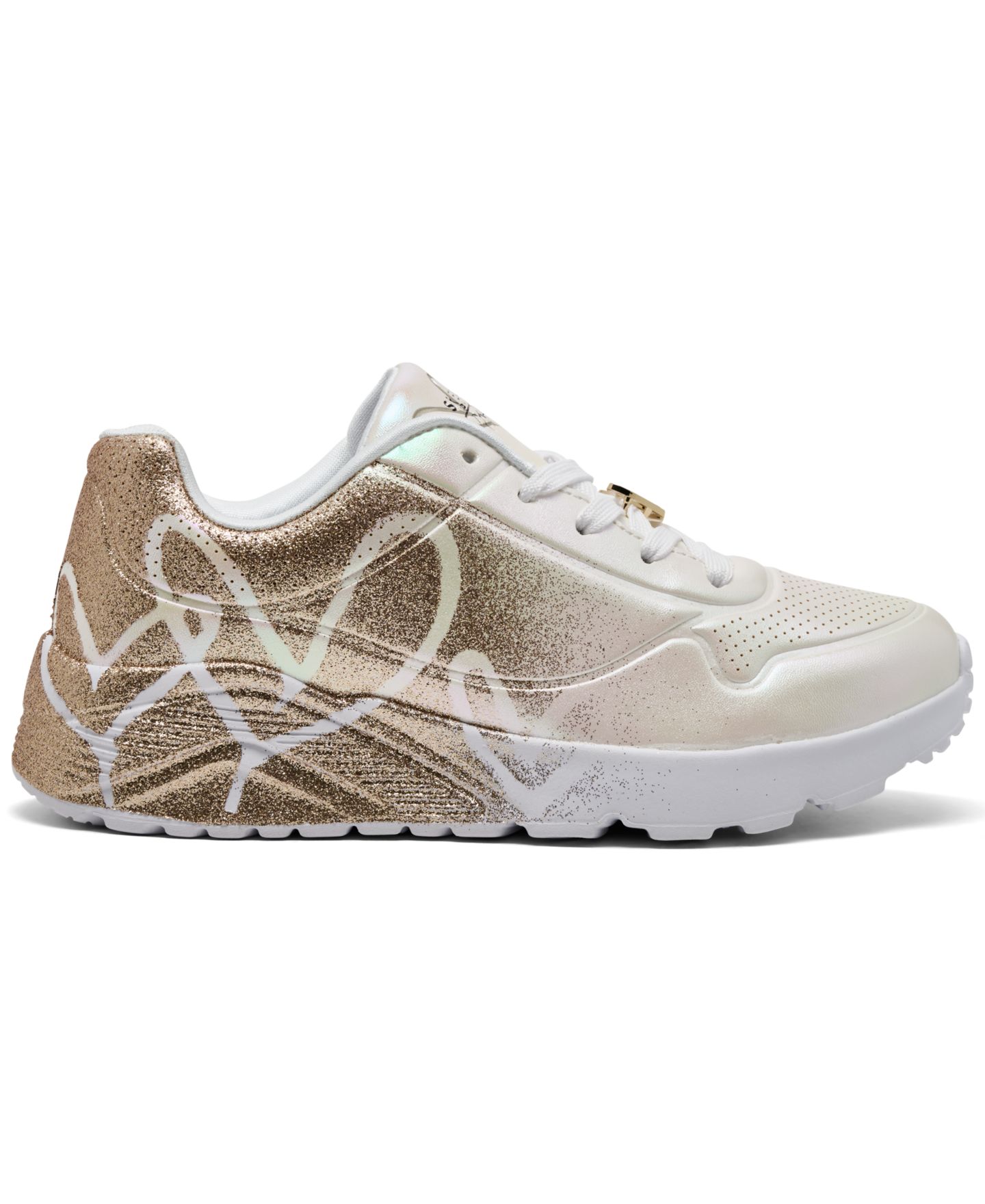 Детские кроссовки Skechers Uno Lite Heartdust Forever с memory foam, цвет: Белый / Золотой — фото 2