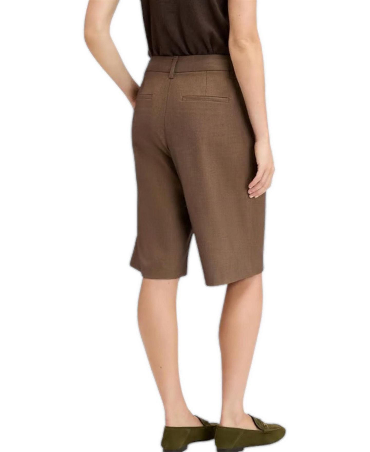 Женские шорты Sam Edelman Tailored Pleated Bermuda Shorts, 12" Inseam, цвет: Тёмный коричневый — фото 2