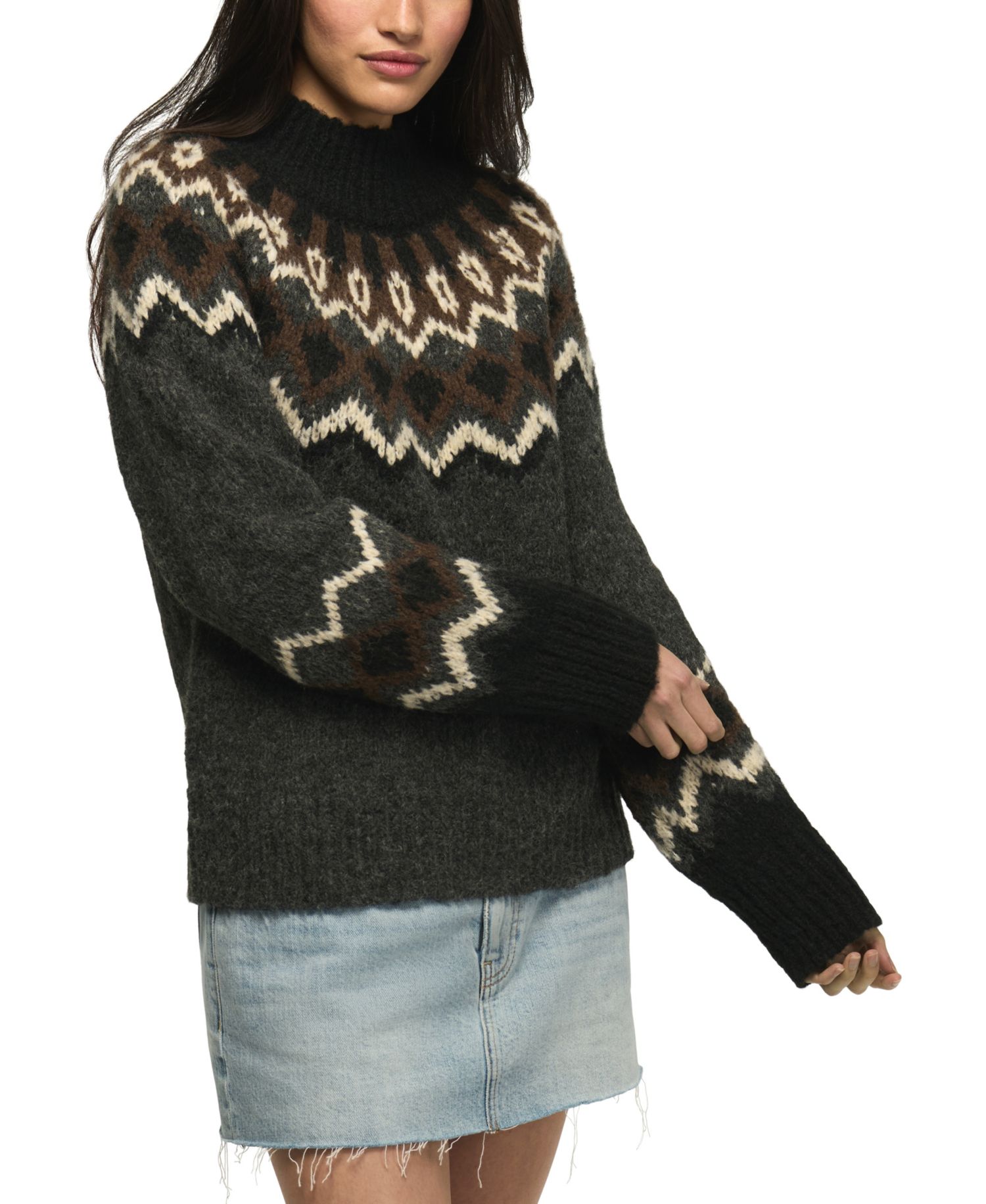 Women's Fair Isle Mock Neck Long-Sleeve Sweater