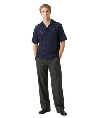 Men's Textured Openwork Short-Sleeve Shirt