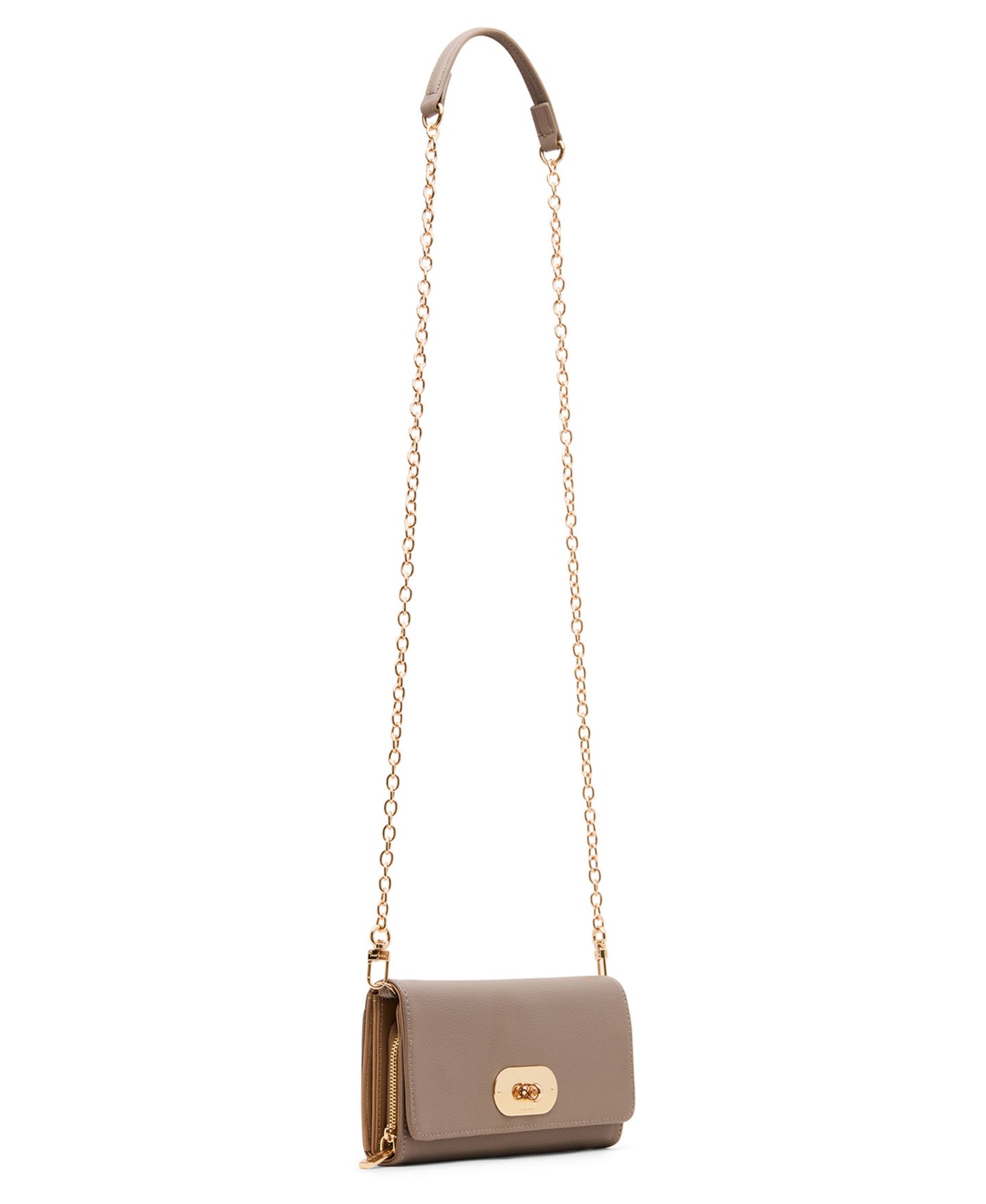 Женский овальный кошелёк Anne Klein с цепочкой и поворотным замком, цвет: Бежевый — фото 4