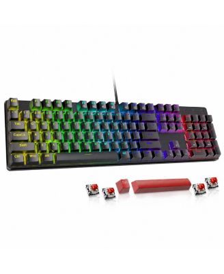 Mechanical Gaming Keyboard Hot Swappable Red Switch RGB Backlit PBT Keycaps