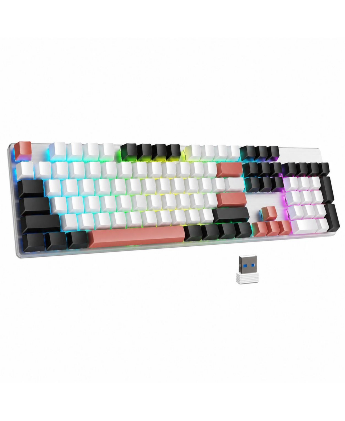 Lofree Mechanical Gaming Keyboard Hot Swappable Red Switch Rgb Backlit Pbt Keycaps - White black red