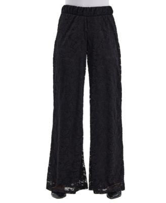 Women's Wide-Leg Floral-Print Lace Pants