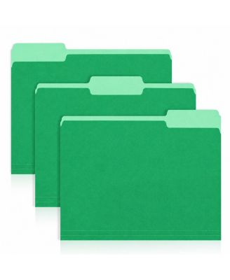 100 Pack Letter Size File Folders 1/3 Cut Tabs For Office Home School