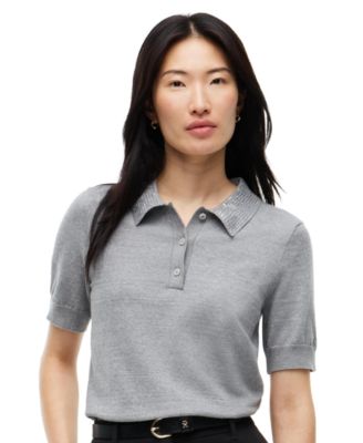 Women's Bling Fine Gauge Knit Polo Shirt
