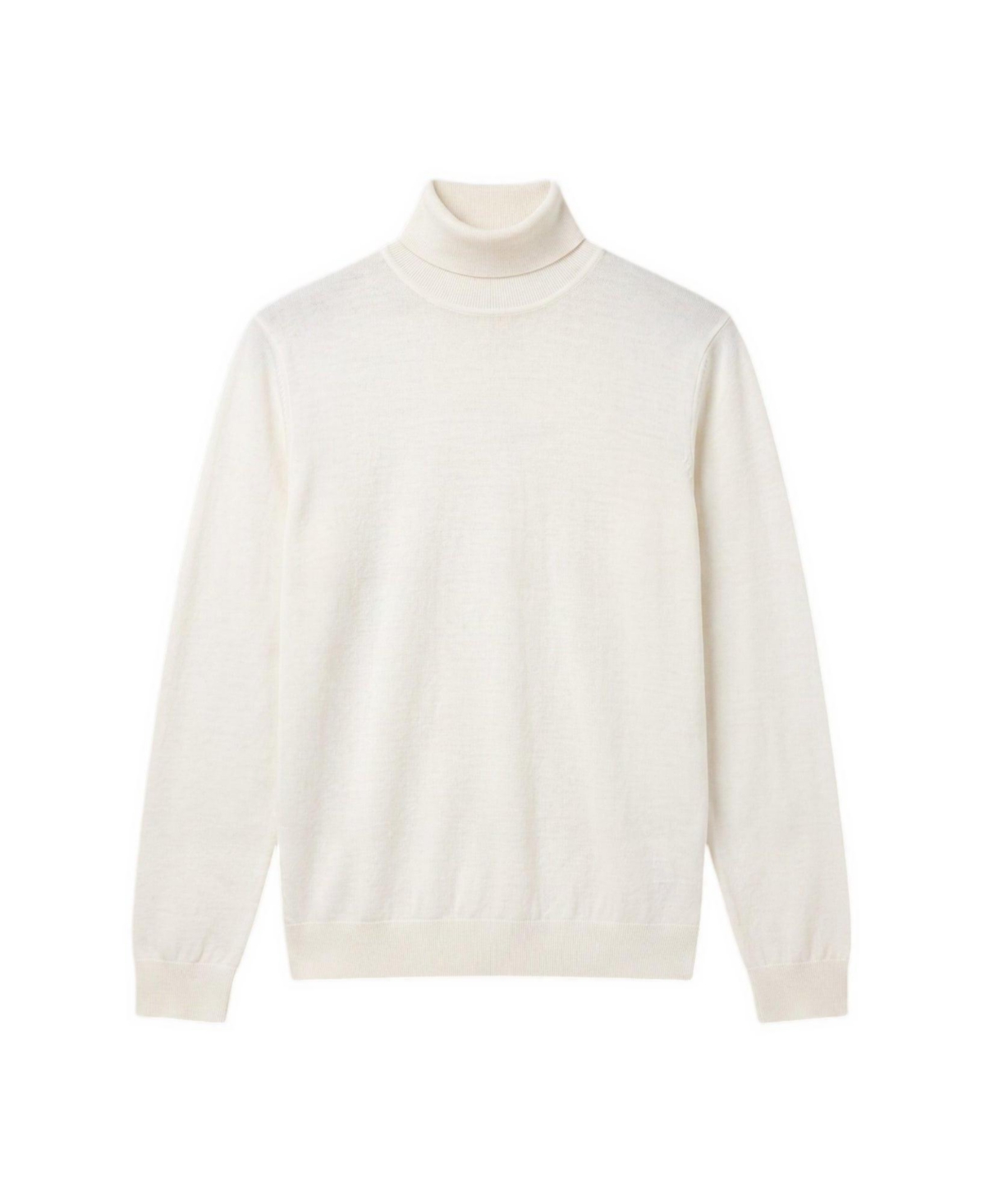 Garnet Men's Big & Tall Regular-Fit Merino Wool Turtleneck Sweater - White
