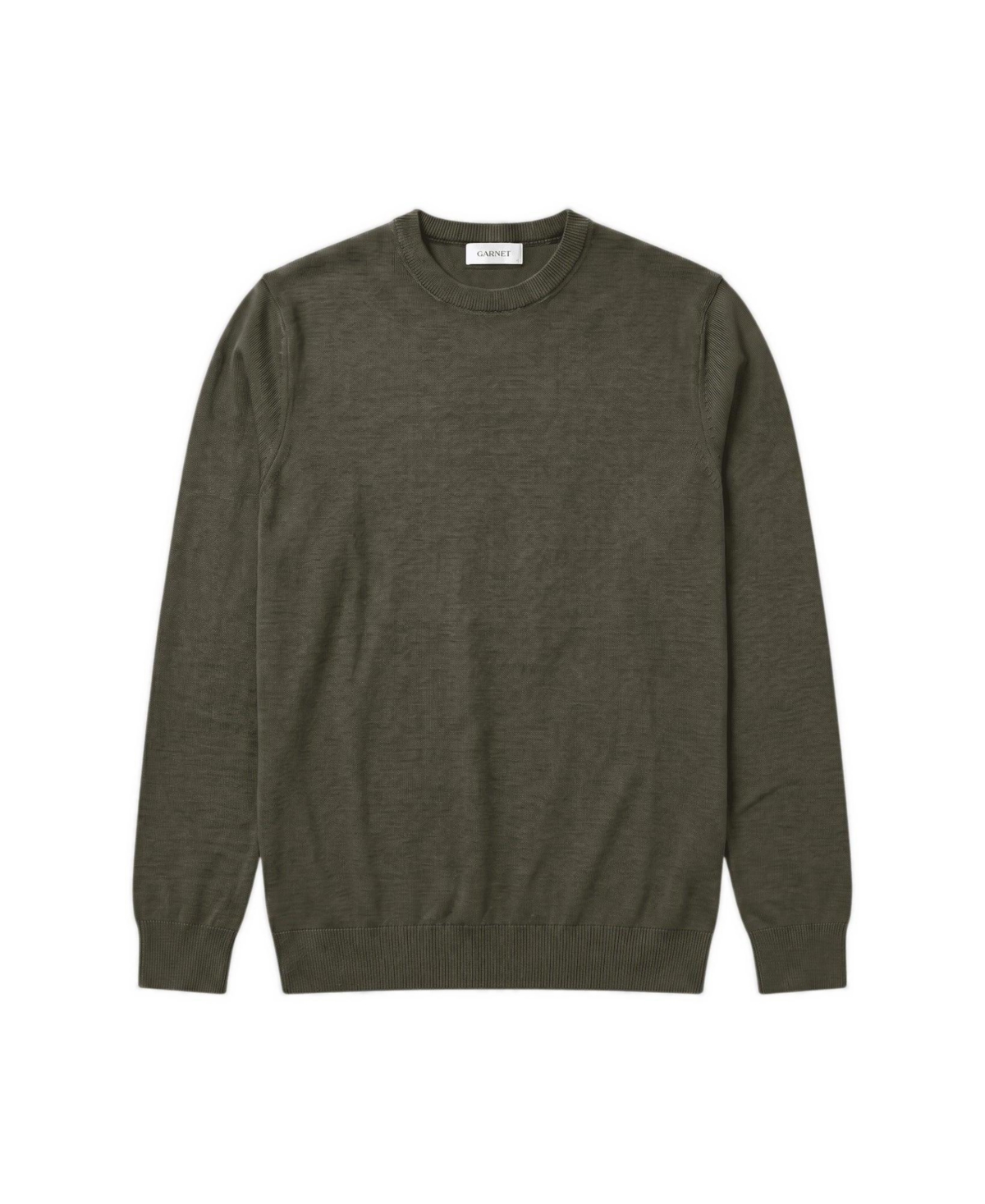 Garnet Men's Merino Wool Crewneck Regular-Fit Sweater - Sage green