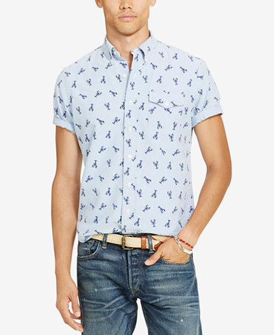 ralph lauren polo shirt shirts printed sleeve short mens button