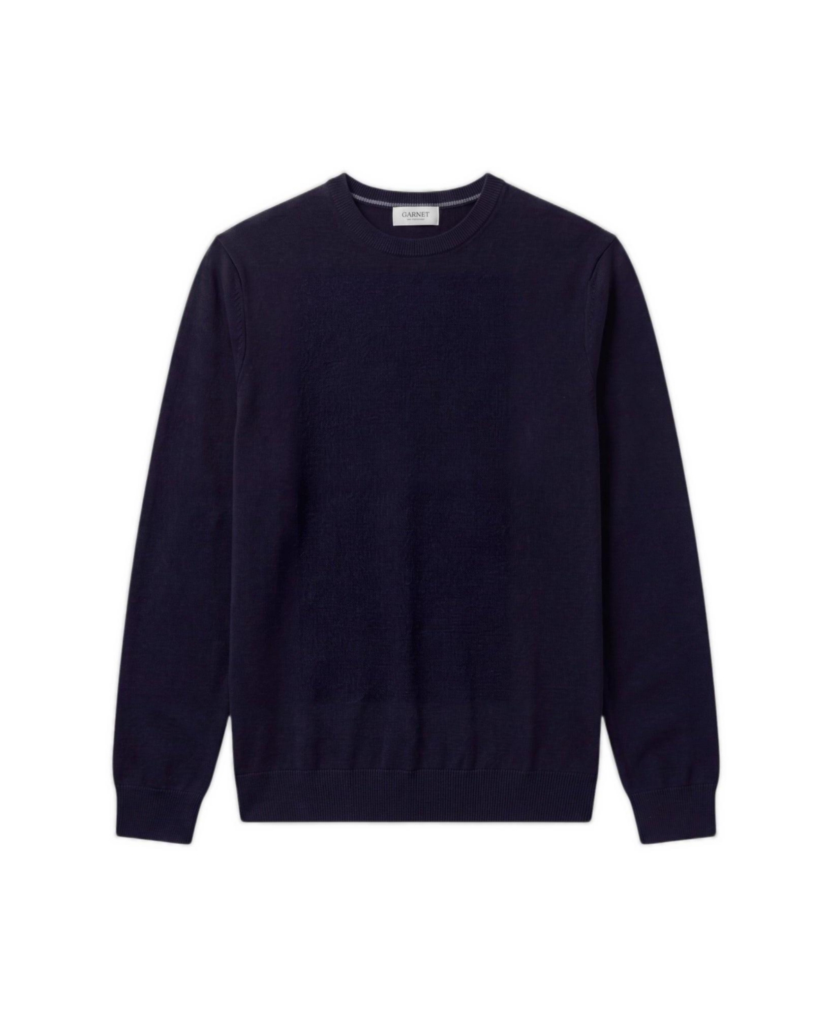 Garnet Men's Merino Wool Crewneck Regular-Fit Sweater - Navy