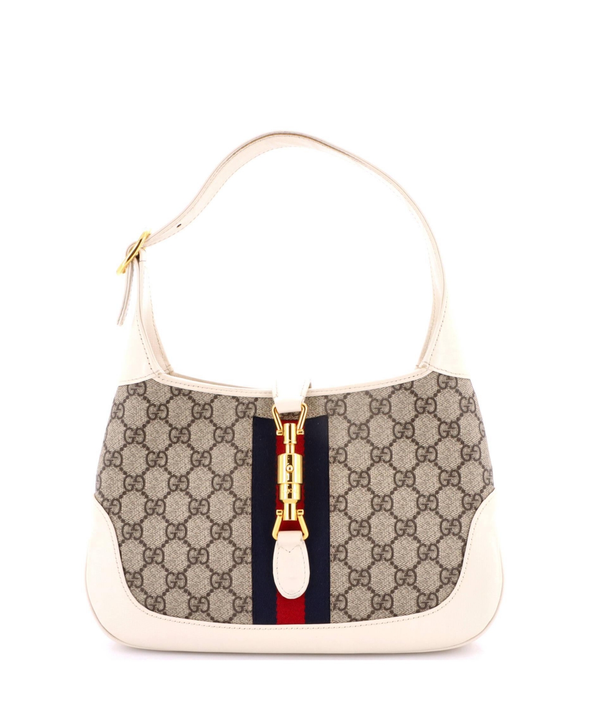 Pre-Owned Gucci Small Jackie 1961 Hobo Gg Coated Canvas - White