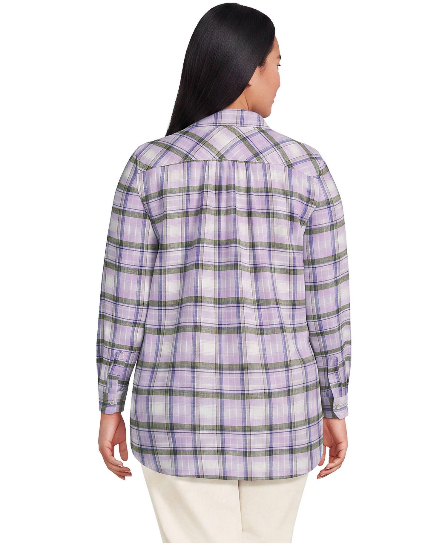 Plus Size Flannel Boyfriend Long Sleeve Shirt
