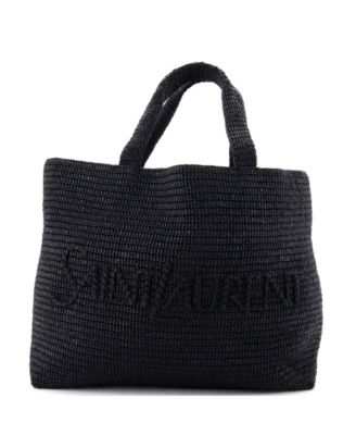Logo Supple Tote Embroidered Raffia