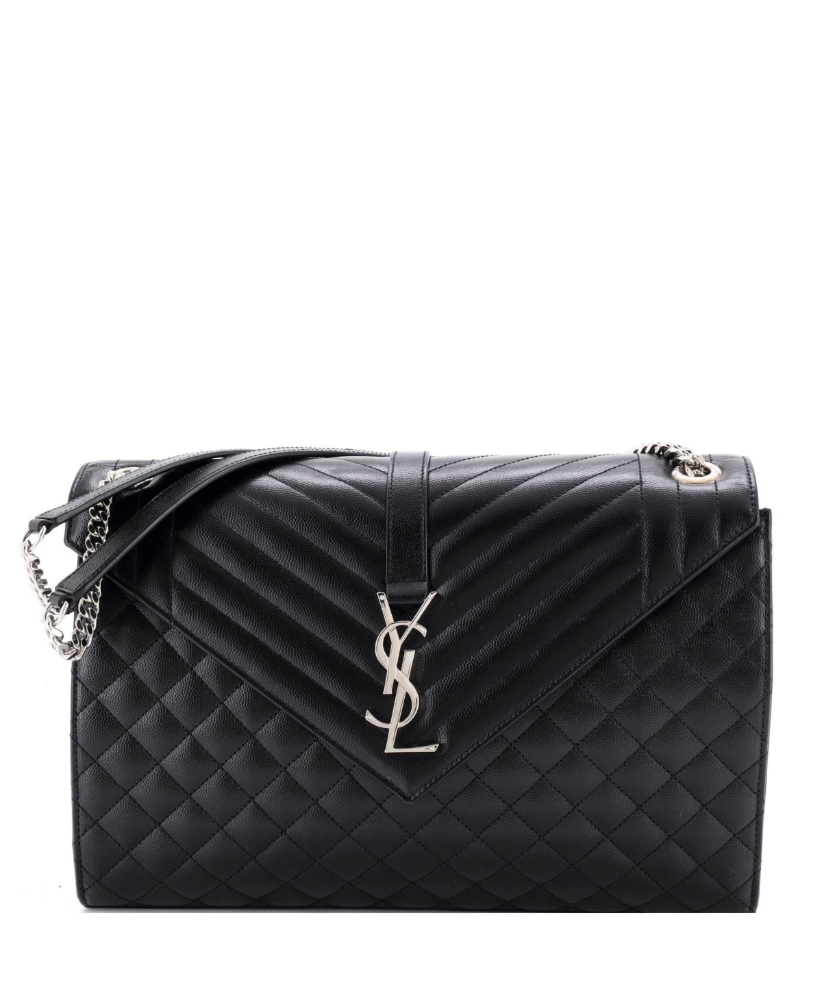 Pre-Owned Saint Laurent Large Classic Monogram Envelope Satchel Mixed Matelasse Leather - Black