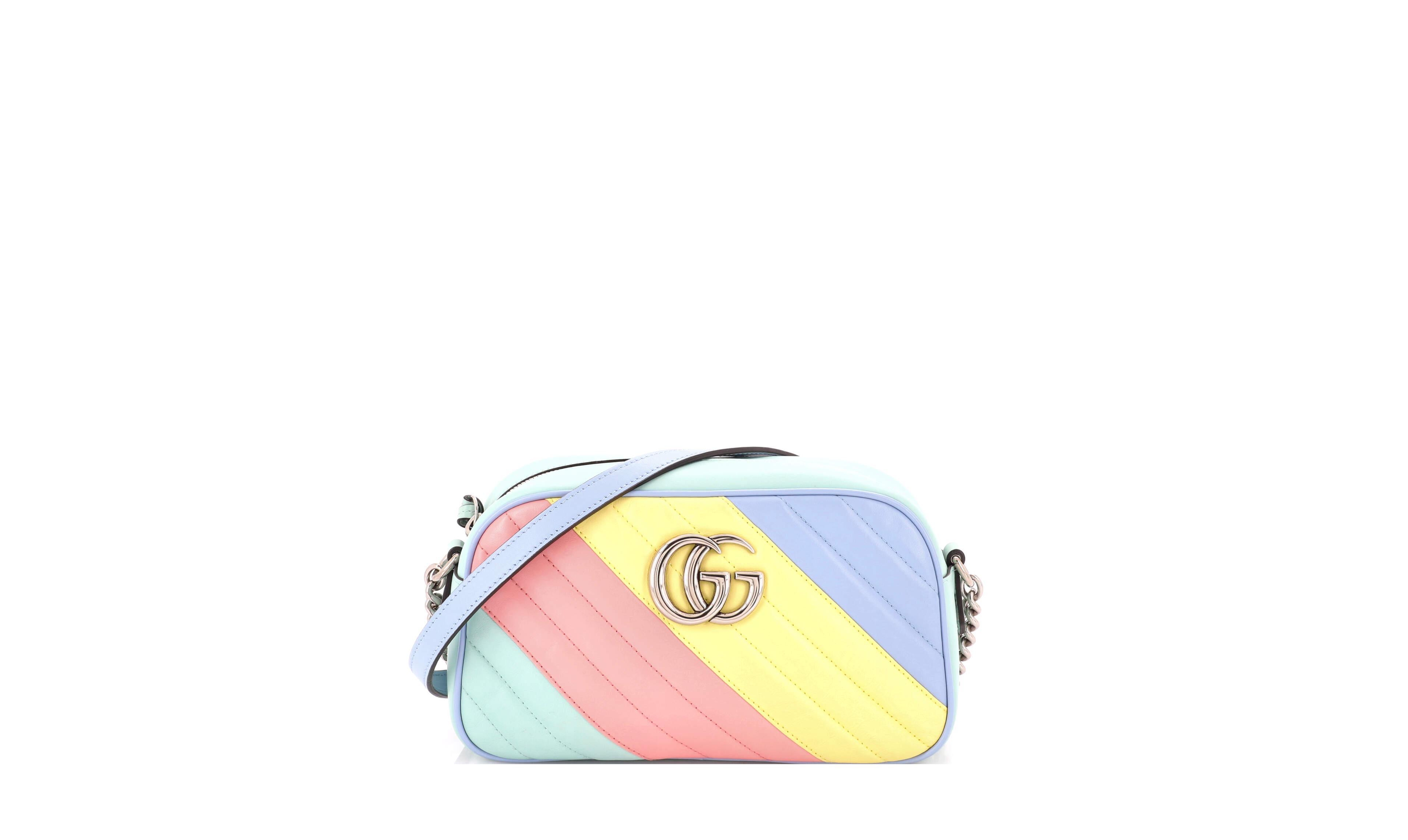 Pre-Owned Gucci Small Gg Marmont Shoulder Bag Diagonal Quilted Leather