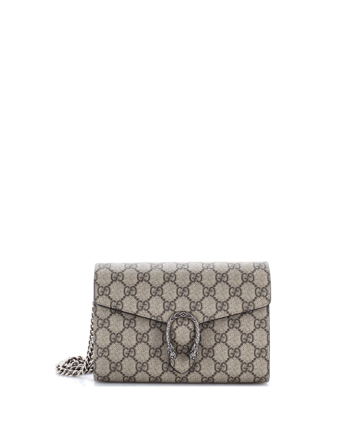 Pre-Owned Gucci Long Dionysus Chain Wallet Gg Coated Canvas - Brown