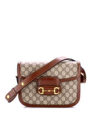 Gucci Small Horsebit 1955 Coated Canvas and Leather Shoulder Bag