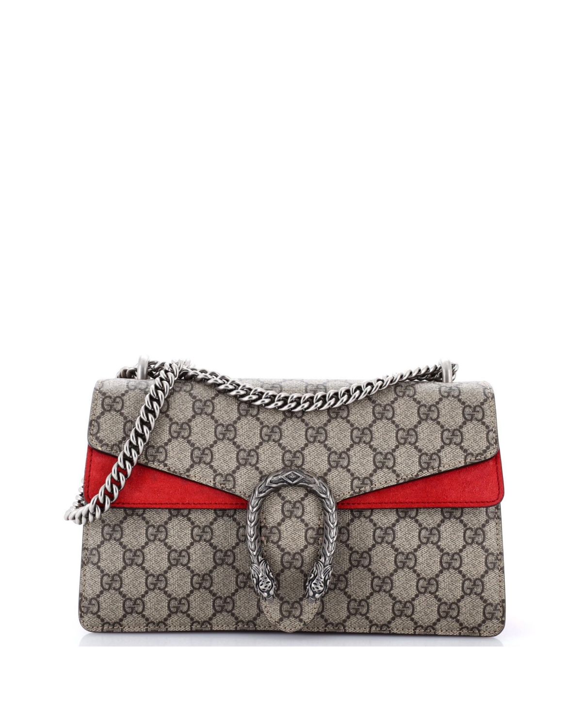 Pre-Owned Gucci Small Dionysus Bag Gg Coated Canvas - Red