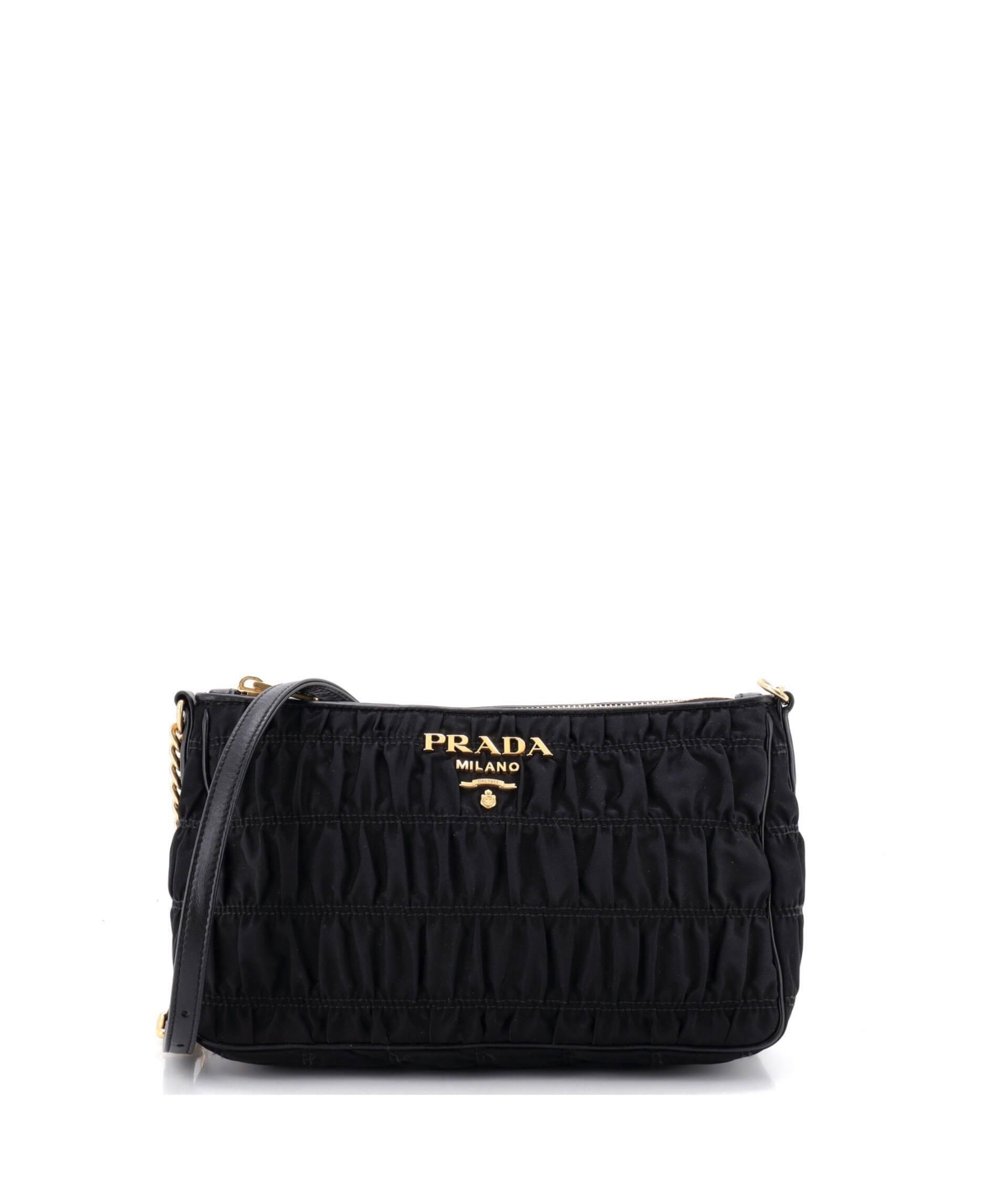 Pre-Owned Prada Small Gaufre ZIp Crossbody Quilted Tessuto