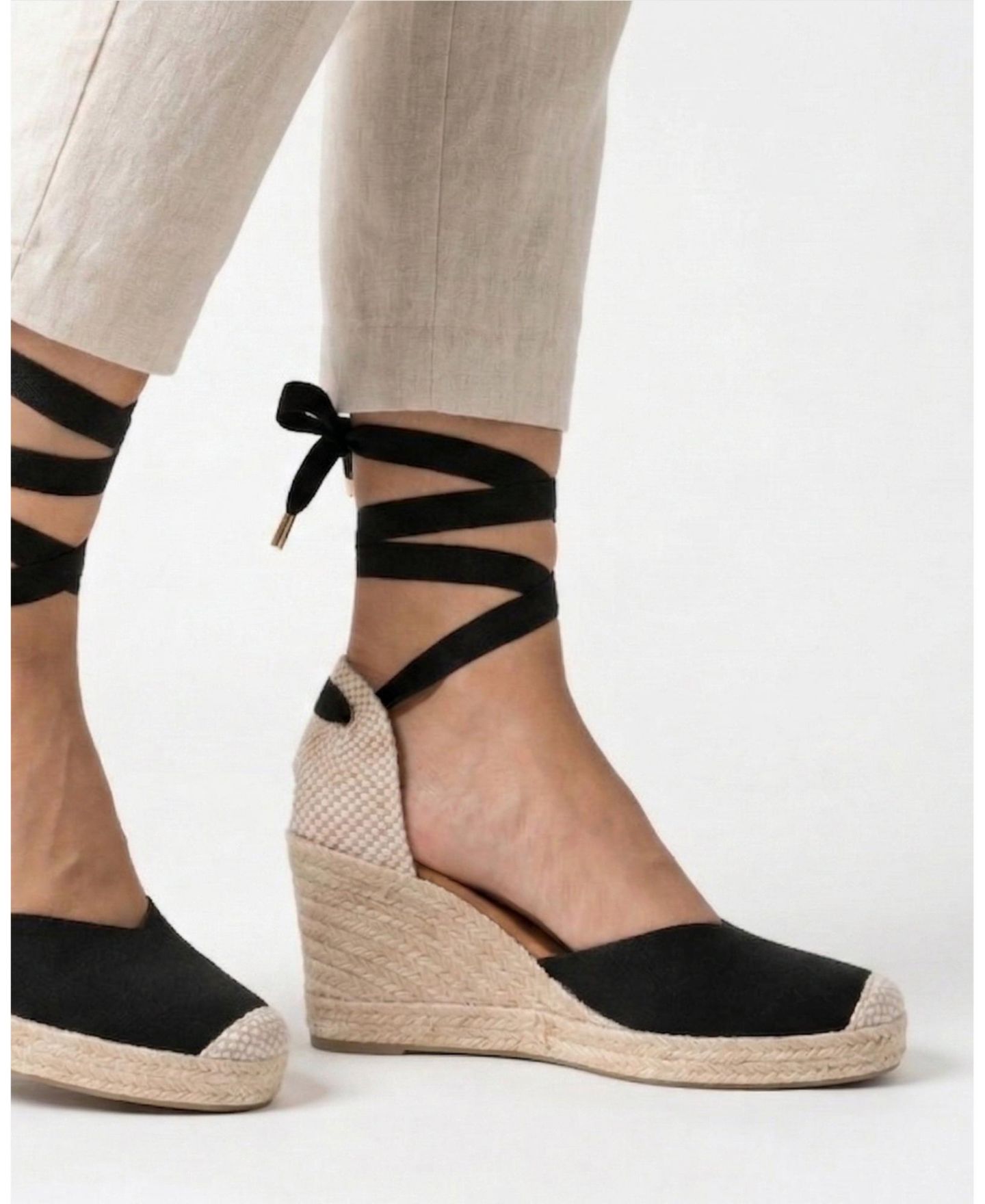 Женские сандалии Menina Step Jimena Mid Laces Espadrille Sandal, цвет: Чёрный — фото 7
