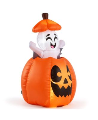 5 FT Animated Halloween Inflatable Pumpkin and Rising Ghost with Built-in LED Lights