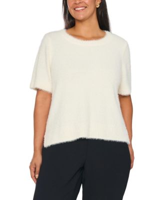Plus Size Short-Sleeve Crewneck Sweater