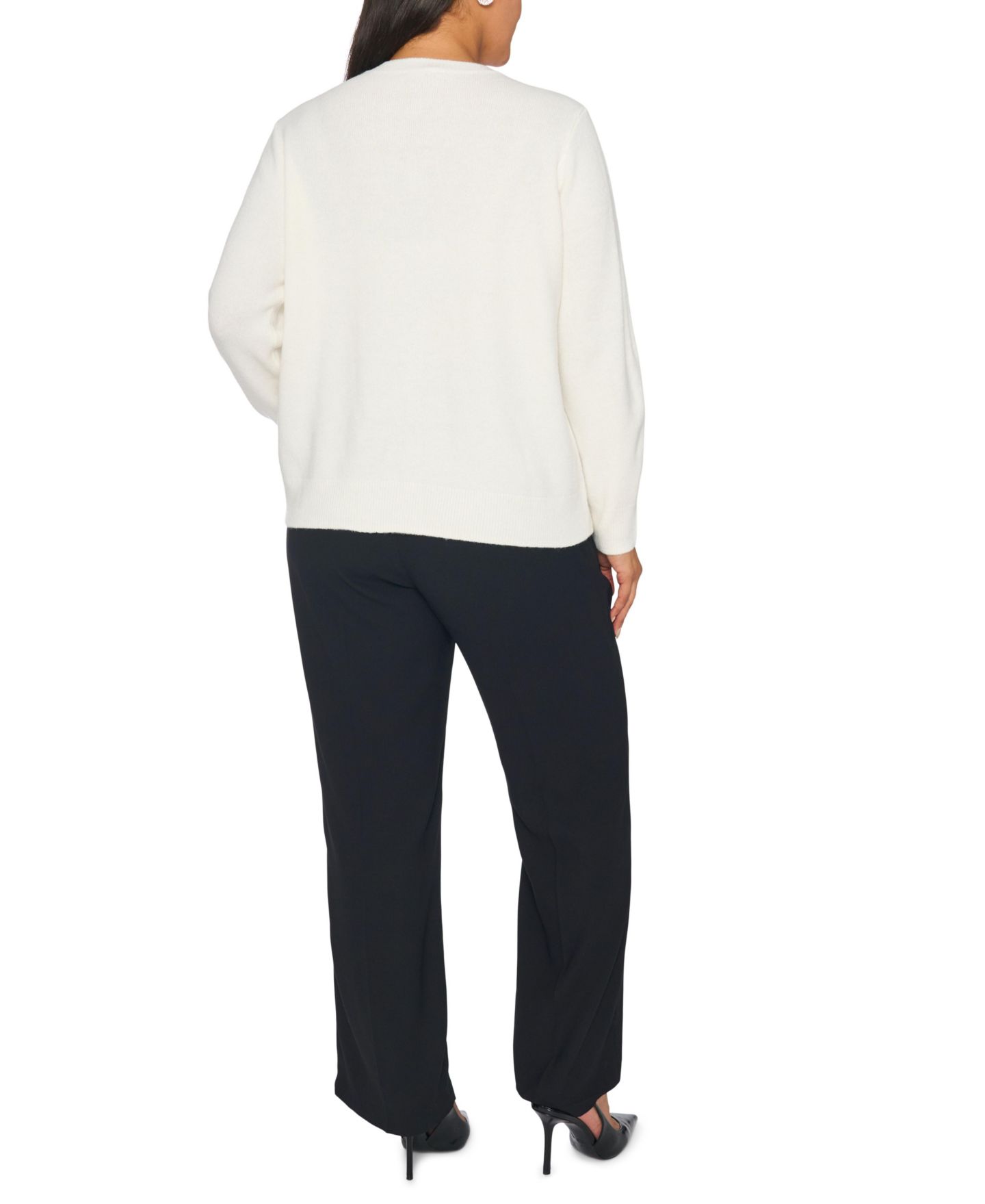 Женский кардиган Vince Camuto Plus Size Embellished Crewneck Cardigan, цвет: Состаренный белый — фото 6