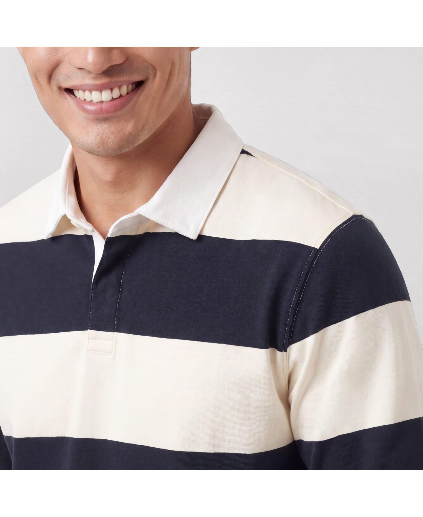 Мужское поло Jack Archer Rugby Polo, цвет: Кремовый / Тёмно-синий — фото 7