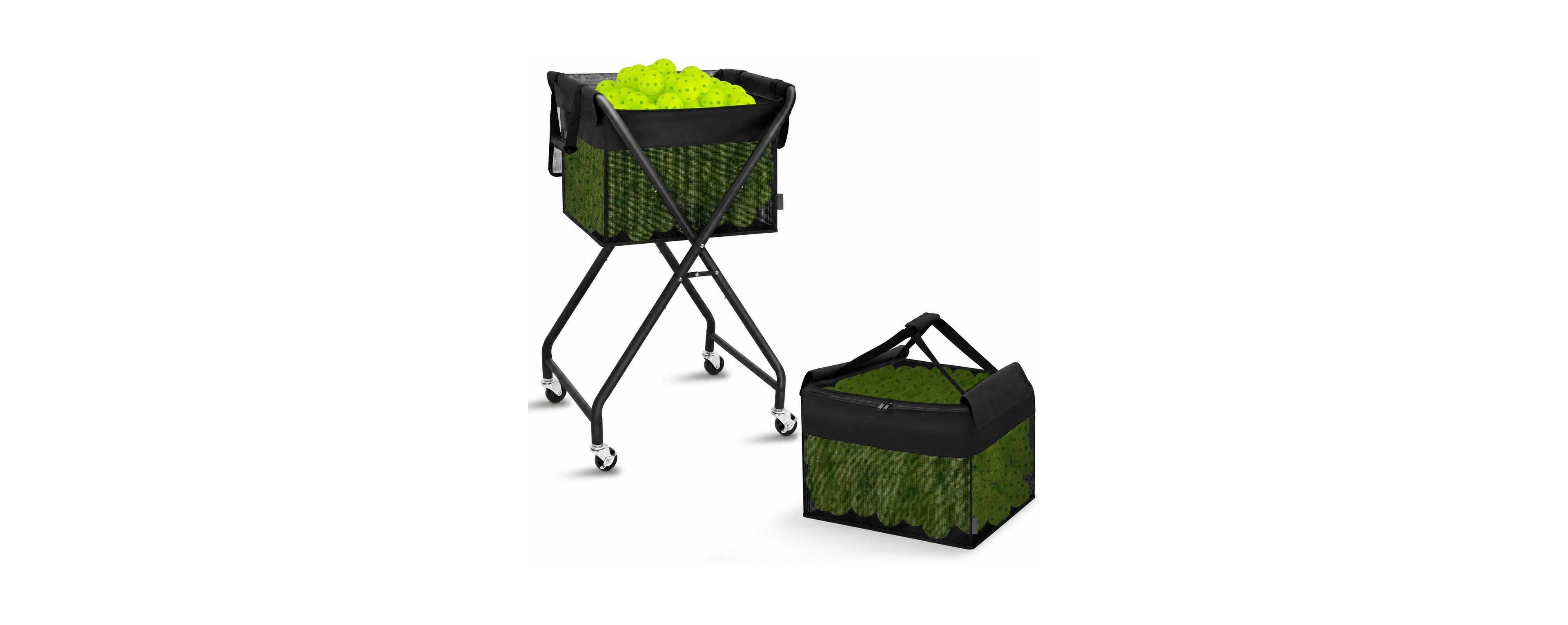 Peneyon Foldable Rolling Tennis Pickleball Hopper Cart With Removable Ball Bag