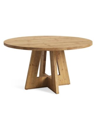 Round Farmhouse Dining Table with Solid Wood Construction for Kitchen and Dining Room