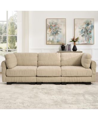 3 Seat Ruched Detailing Chenille Modular Sectional Sofa,High-Density Foam,Thickened Back Cushions,Easy Assembly,For Living Room