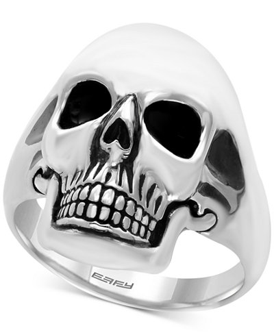 EFFY® Men's Skull Ring in Sterling Silver and Black Rhodium-Plate