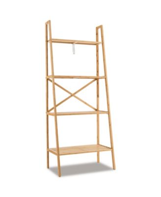 58 Inch 4-Tier Bamboo Open Shelf Ladder Bookcase