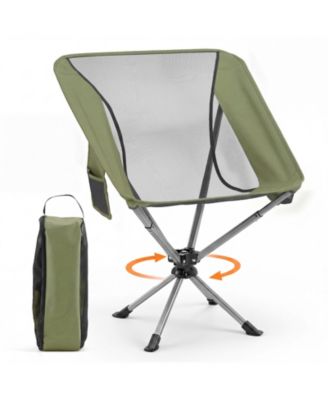 360degree Swivel Camping Chair, Lightweight Portable Folding Chair with Cup Holder