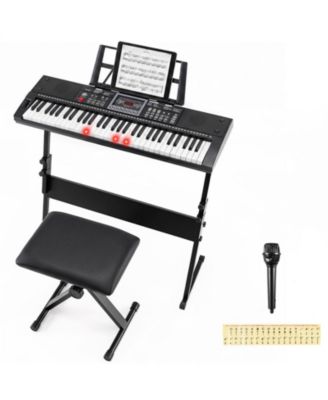 61-Key Lighted Keyboard Piano with Microphone, 7-Piece Set, Ages 3+