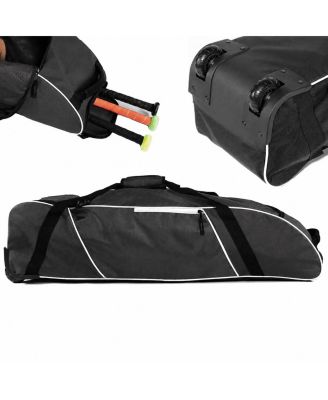 Wheeled Baseball Bat Bag With Ventilated Shoe Compartment Multiple Storage Pockets