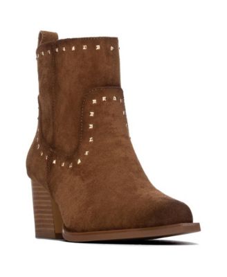 Women's Western Stud-Embellished Suede Ankle Booties