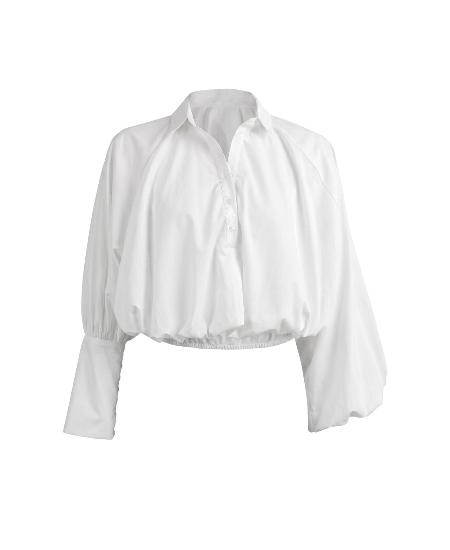 Женская блузка Modenaire Button-Front Cropped Long-Sleeve — фото 6