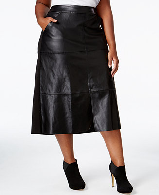 Melissa McCarthy Seven7 Trendy Plus Size Faux-Leather A-Line Skirt ...